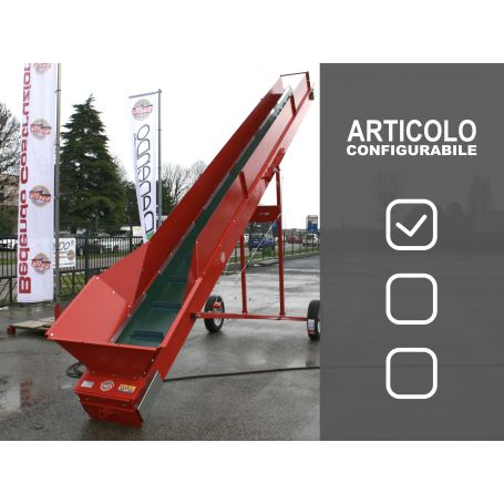 Nastro trasportatore fisso da 3 a 8 metri per letame e affini con tramoggia e sponde rialzate