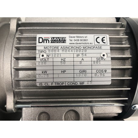 Motore elettrico monofase 220V flangiato 0,75KW 1370 Giri